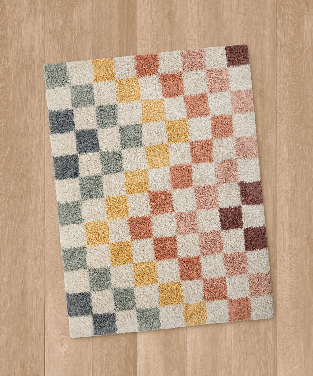Velmora™ Rainbow Checkered Shag Indoor Area Rug, Multicolor, 5 ft 3 in x 7 ft