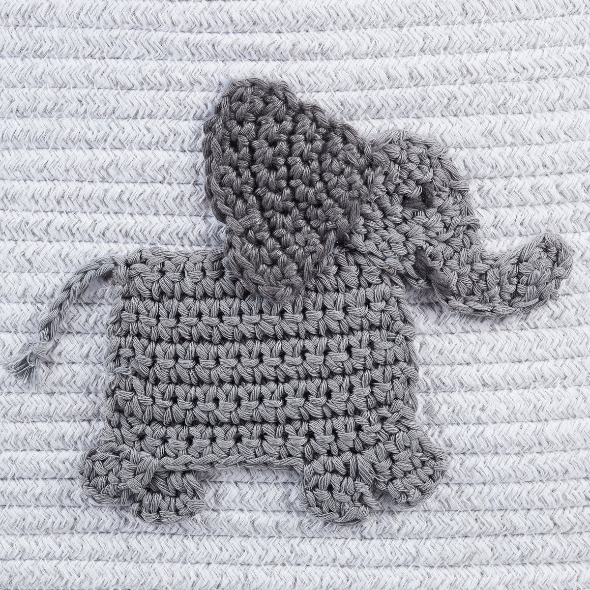 Velmora™ Cotton Rope Rectangle Tote Bin, Elephant Crochet