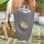 Velmora™ Aishi Outdoor Modern Concrete Round Accent Table -Dark Grey