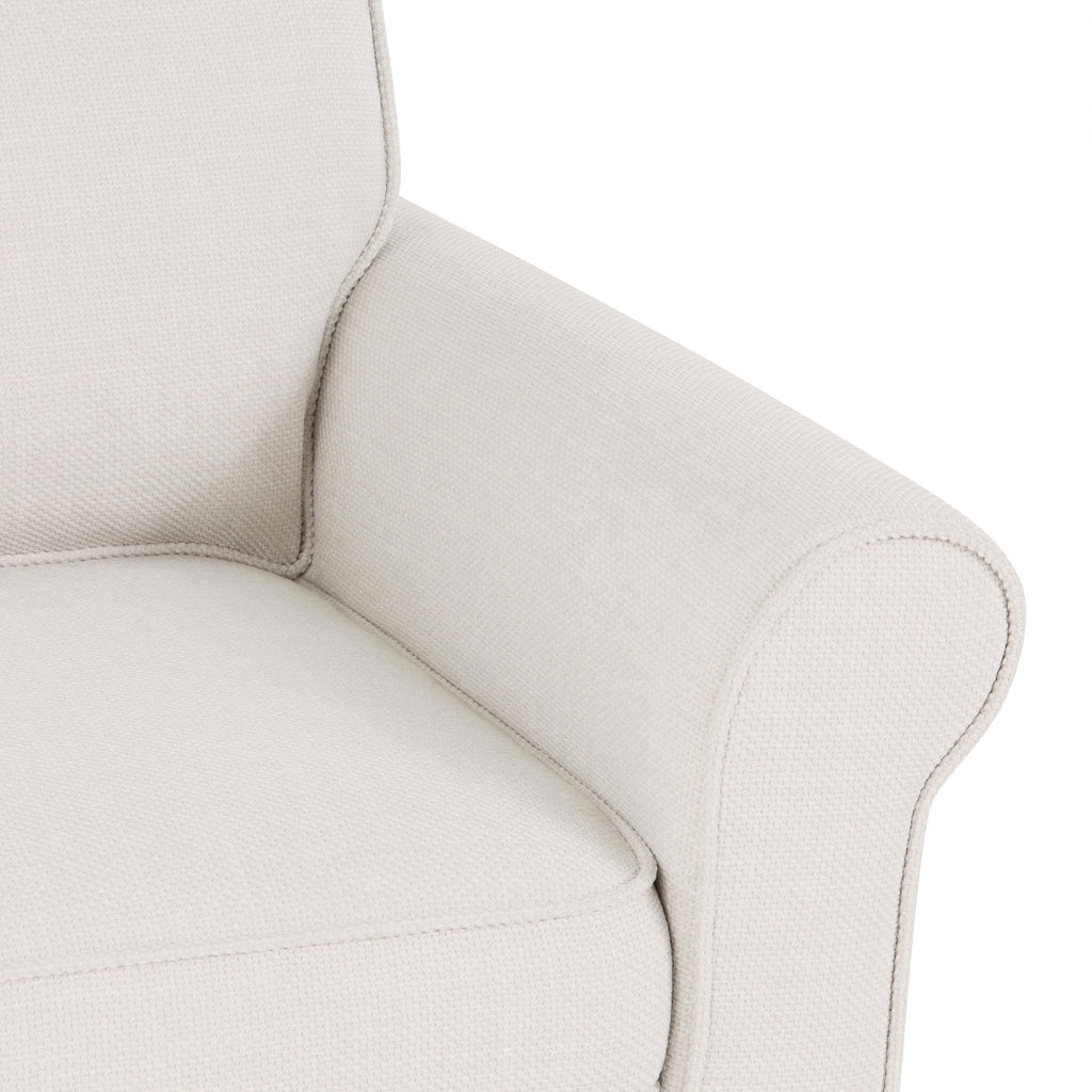 Velmora™ Swivel Accent Chair with Rolled Arms, Cream Fabric Upholstery