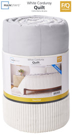 Velmora™ Corduroy Quilt, Full/Queen, White, Reversible Bedding