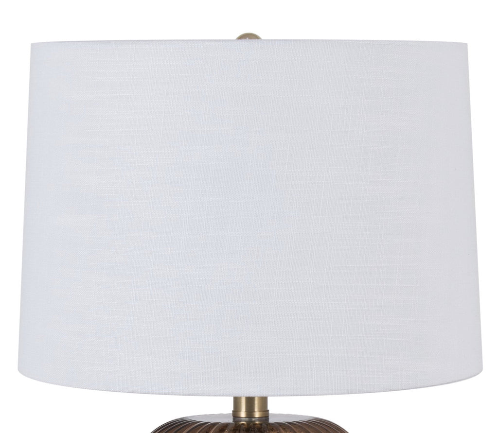 Velmora™ 23 in Ribbed Glass Table Lamp with White Shade, Brown Finish