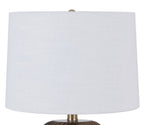 Velmora™ 23 in Ribbed Glass Table Lamp with White Shade, Brown Finish