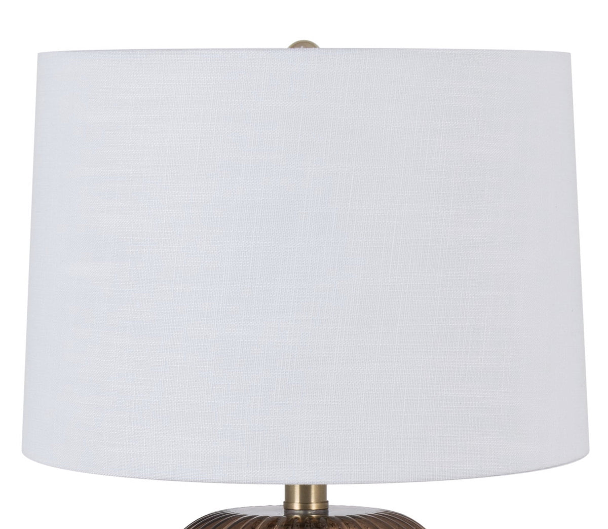Velmora™ 23 in Ribbed Glass Table Lamp with White Shade, Brown Finish