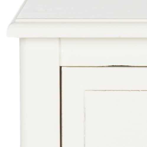 Velmora™ Everly Contemporary Side Table with Drawer and Two Baskets, Distressed White