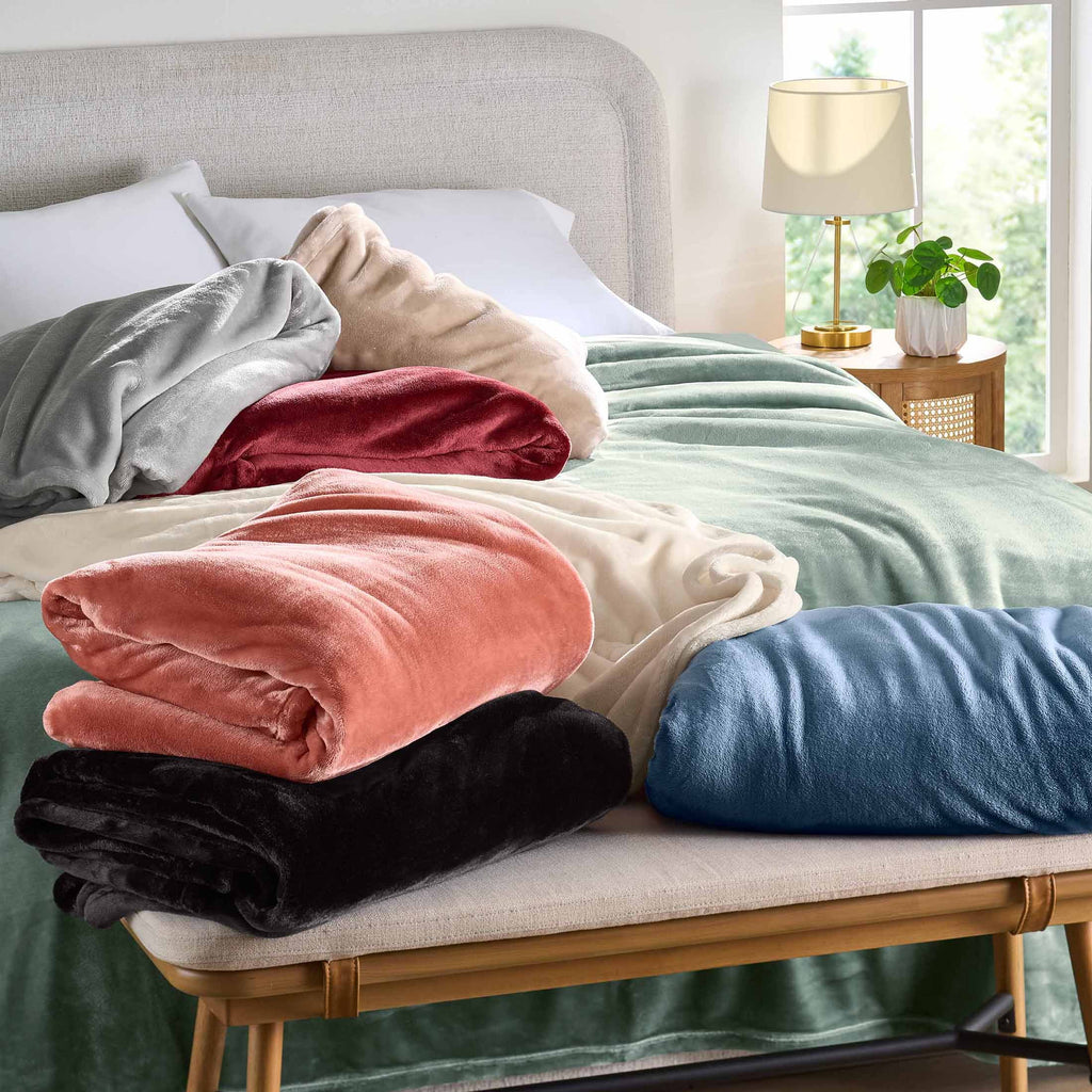 Velmora™ Silver Luxury Velvet Plush Blanket, King Bedding