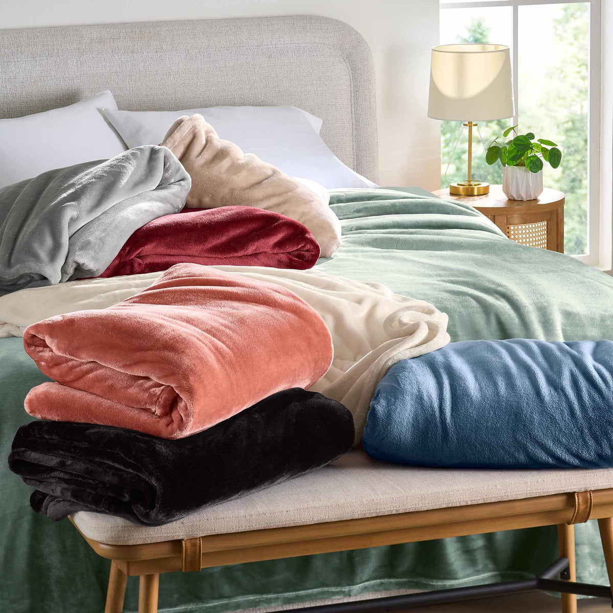 Velmora™ Silver Luxury Velvet Plush Blanket, King Bedding