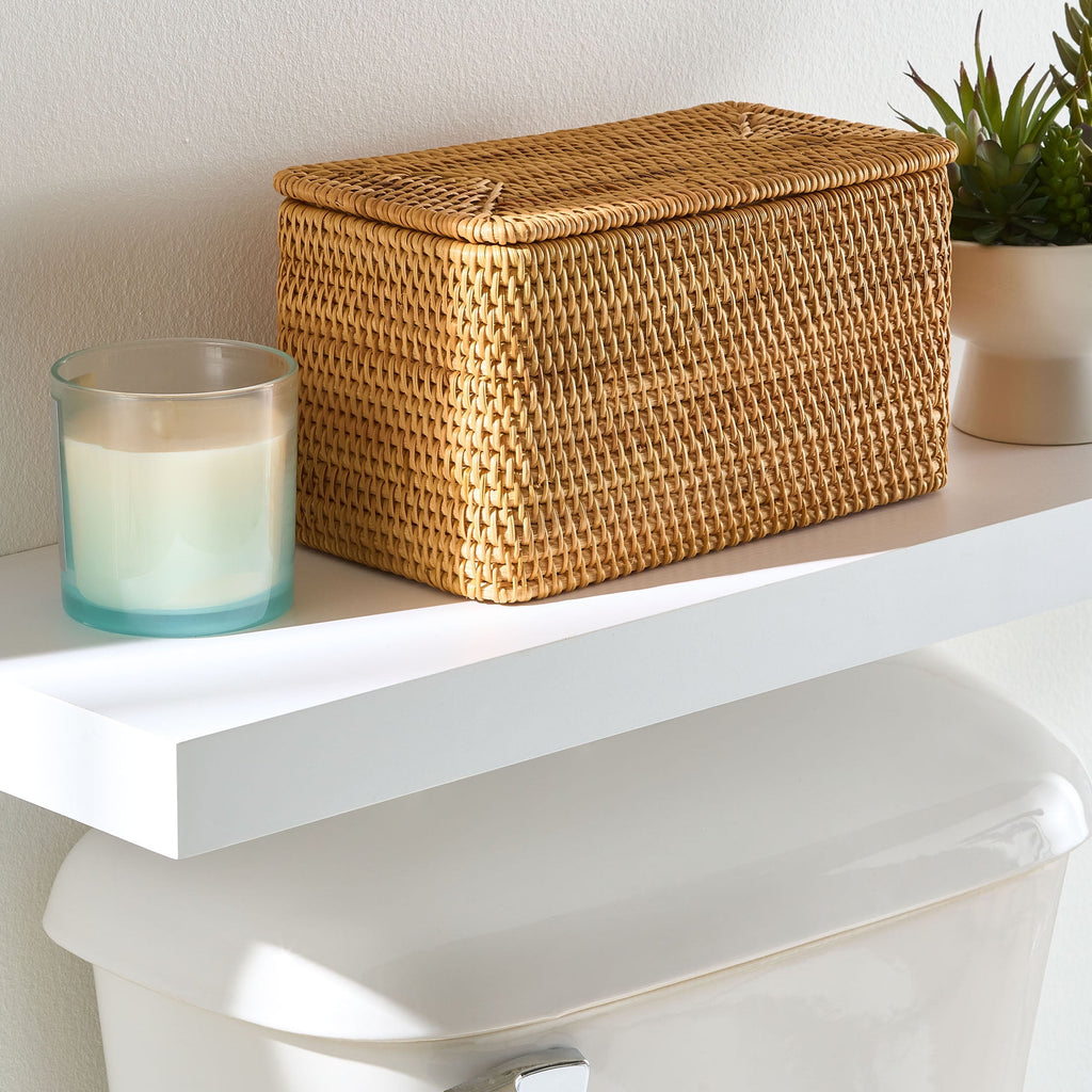 Velmora™ Brown Rattan Organizer Basket with Lid