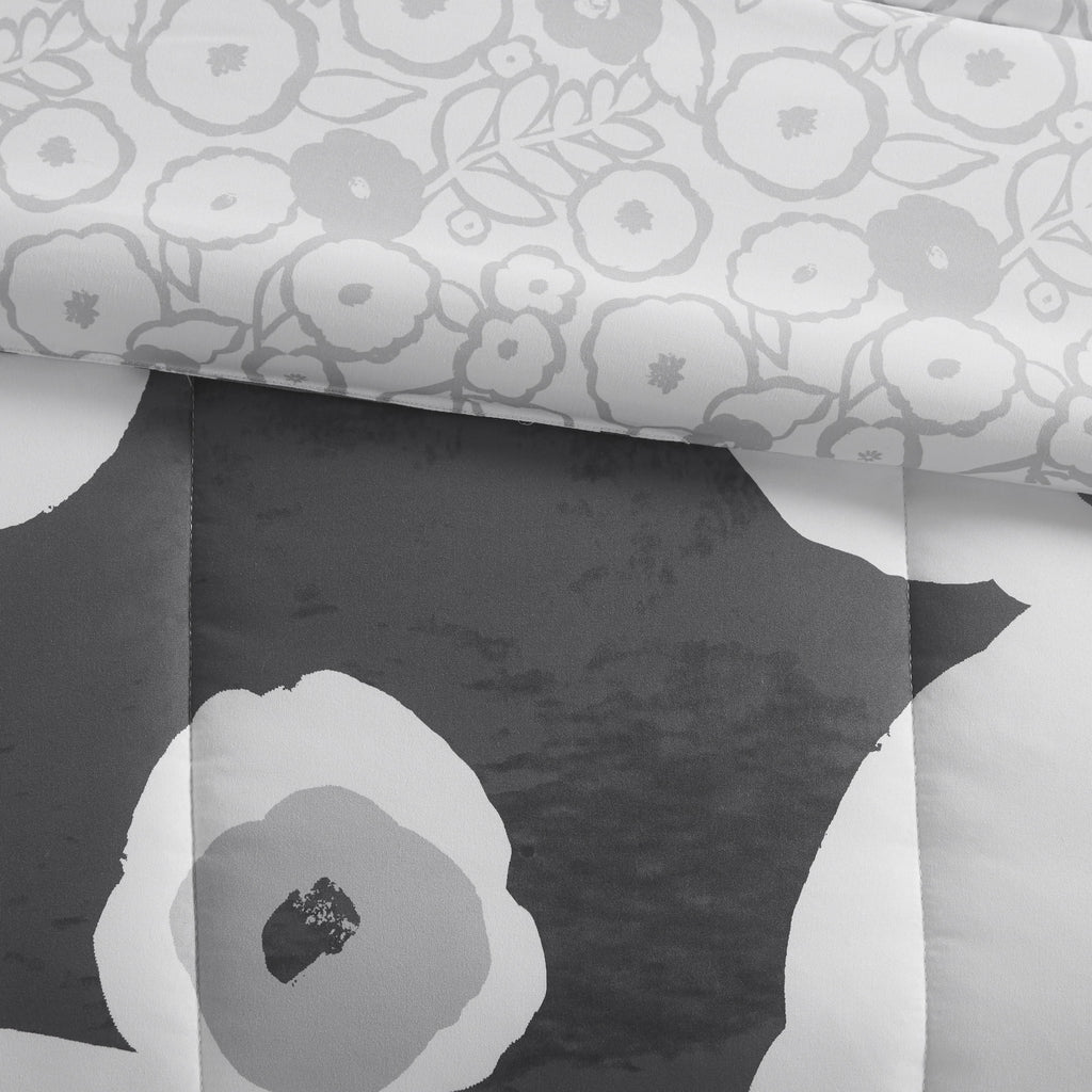 Velmora™ 10 Piece Black and White Floral Bed in a Bag Comforter Set with Sheets, King