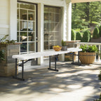 Velmora™ 6' Centerfold Bench, Steel Frame, Indoor Outdoor, Includes Carry Handle, White