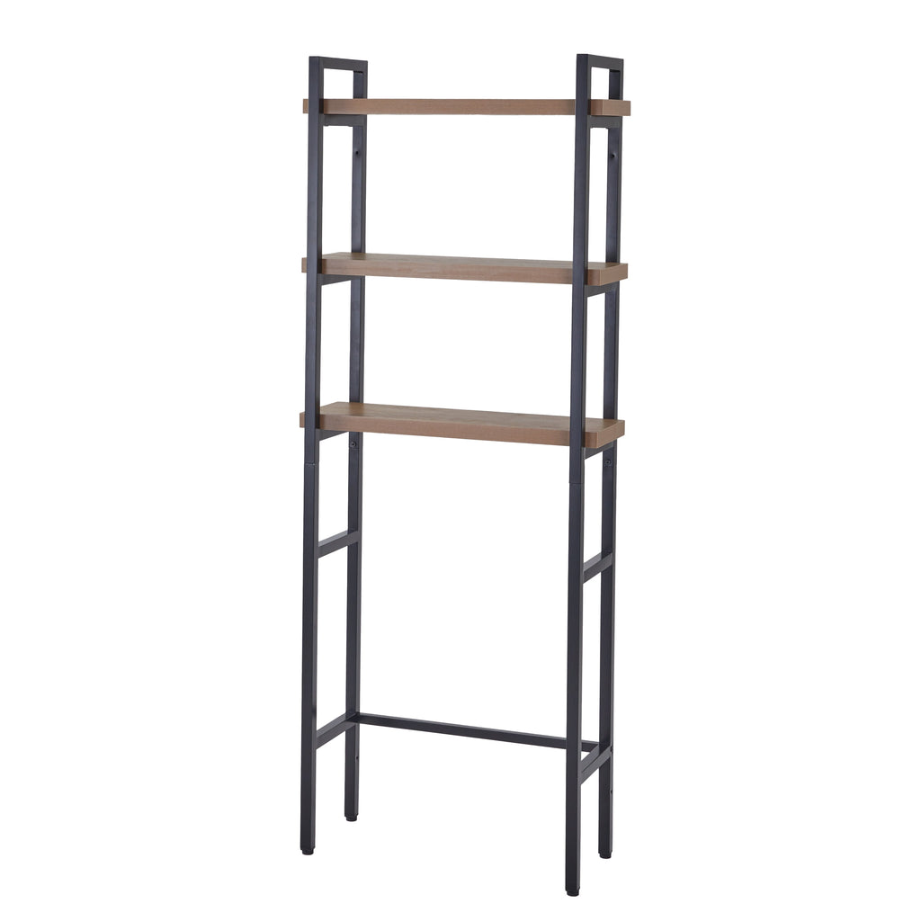 Velmora™ Jace 3-Shelf Over-the-Toilet Storage Shelf, Black Frame with Oak Shelves