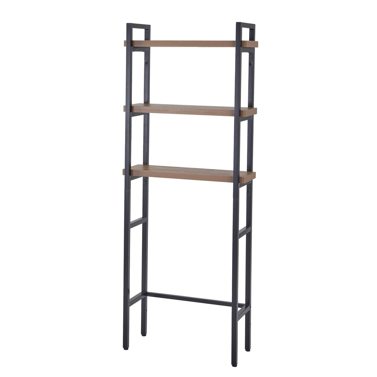 Velmora™ Jace 3-Shelf Over-the-Toilet Storage Shelf, Black Frame with Oak Shelves
