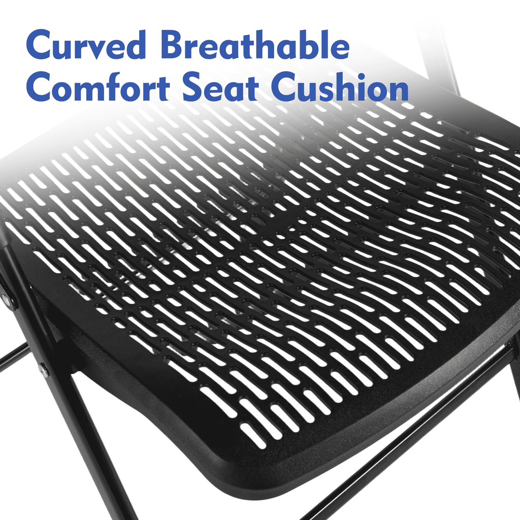 Velmora™ Premium Breathable Resin Folding Chair, Black, Set of 4