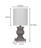Velmora™ (4 pack) 12.75 in Mini Table Lamp, Weathered Wood Finish, Polyresin, White Shade