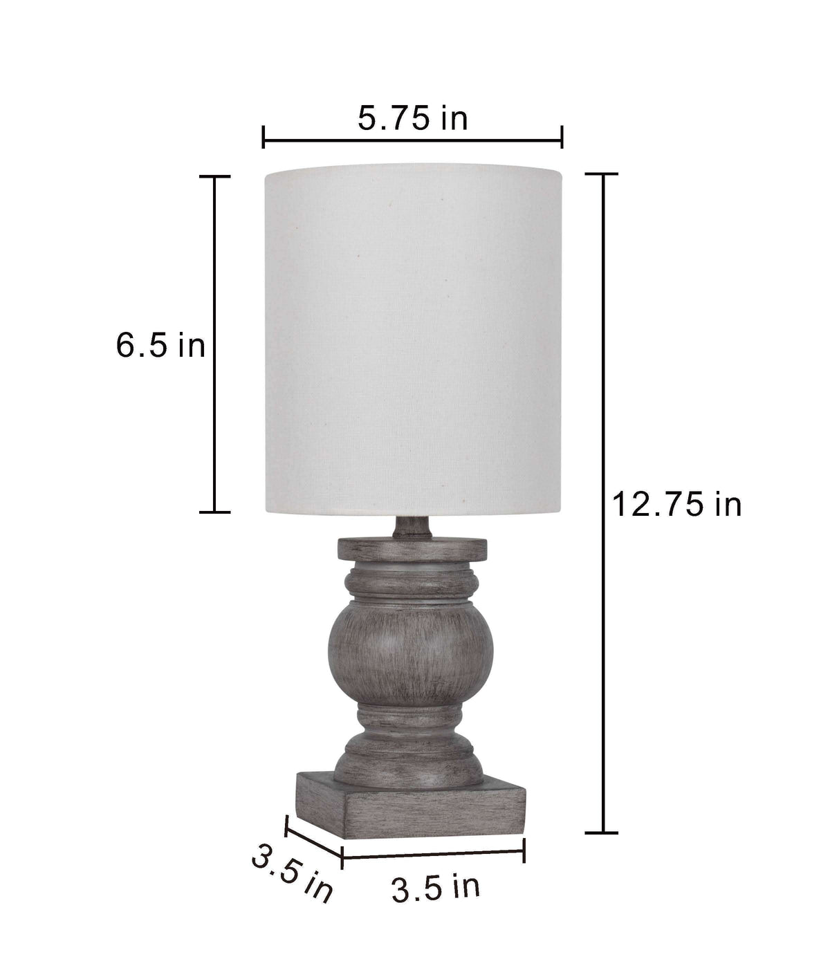 Velmora™ (4 pack) 12.75 in Mini Table Lamp, Weathered Wood Finish, Polyresin, White Shade