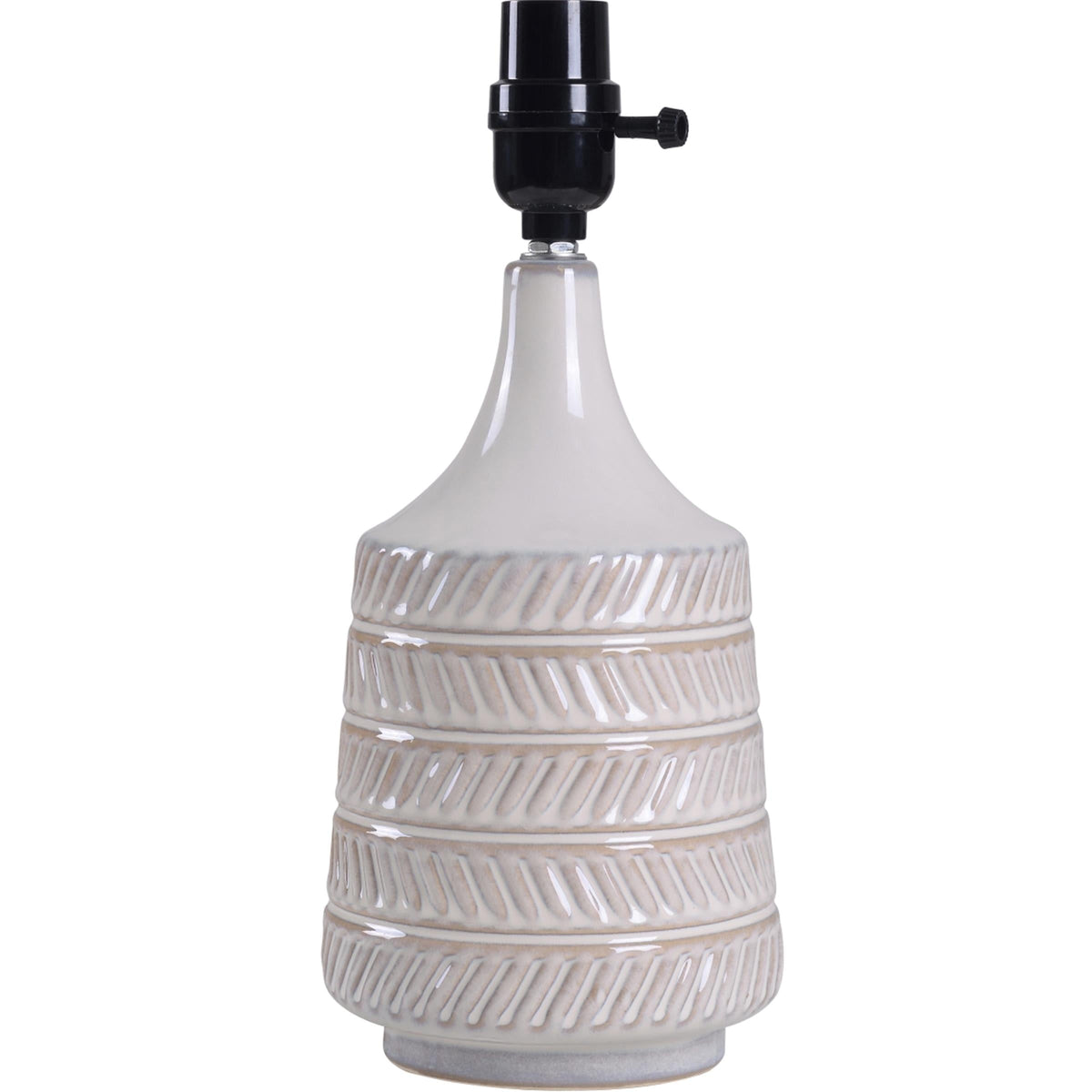 Velmora™ White and Beige Etched Ceramic Table Lamp with Shade 17"H