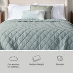 Velmora™ Diamond Gauze Quilt, Sage Green, Full/Queen