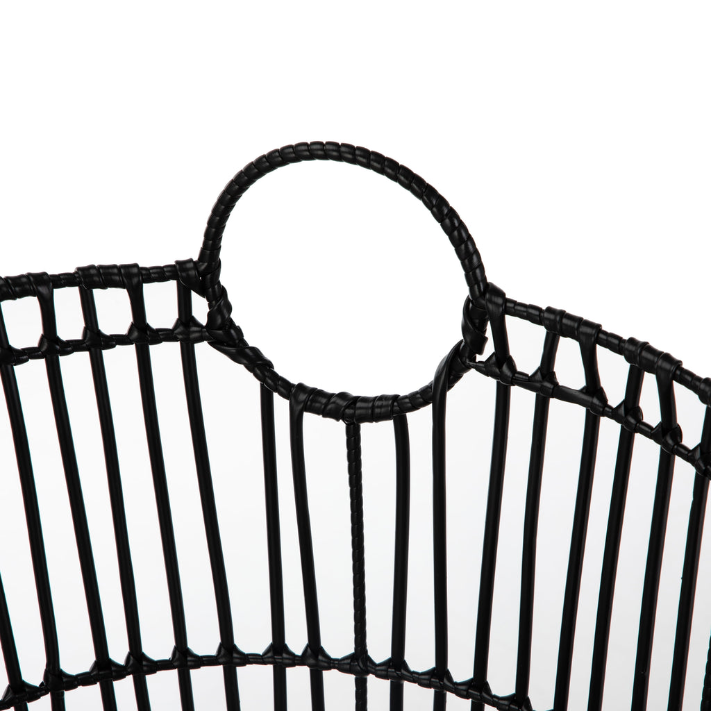 Velmora™ Large Black Poly Rattan Storage Baskets with Handles, Set of 2