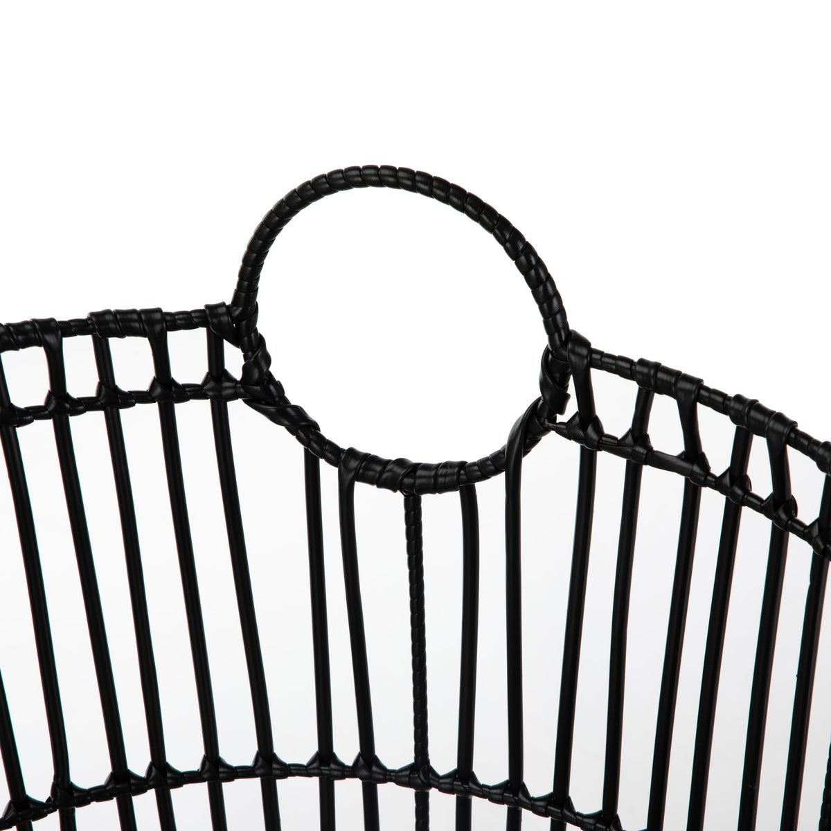 Velmora™ Large Black Poly Rattan Storage Baskets with Handles, Set of 2