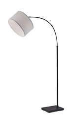 Velmora™ Michelle 71-Inch Metal Arc Floor Lamp with White Fabric Shade and 3-Way Switch