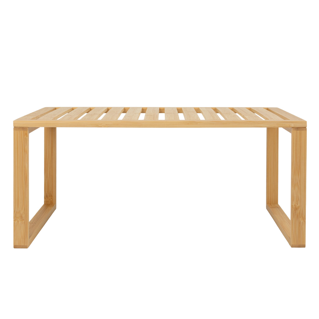 Velmora™ (2 pack) Bamboo Stackable Shelf, Natural Bamboo Color, Easy Assemble, 16 x 10 x 1.18in