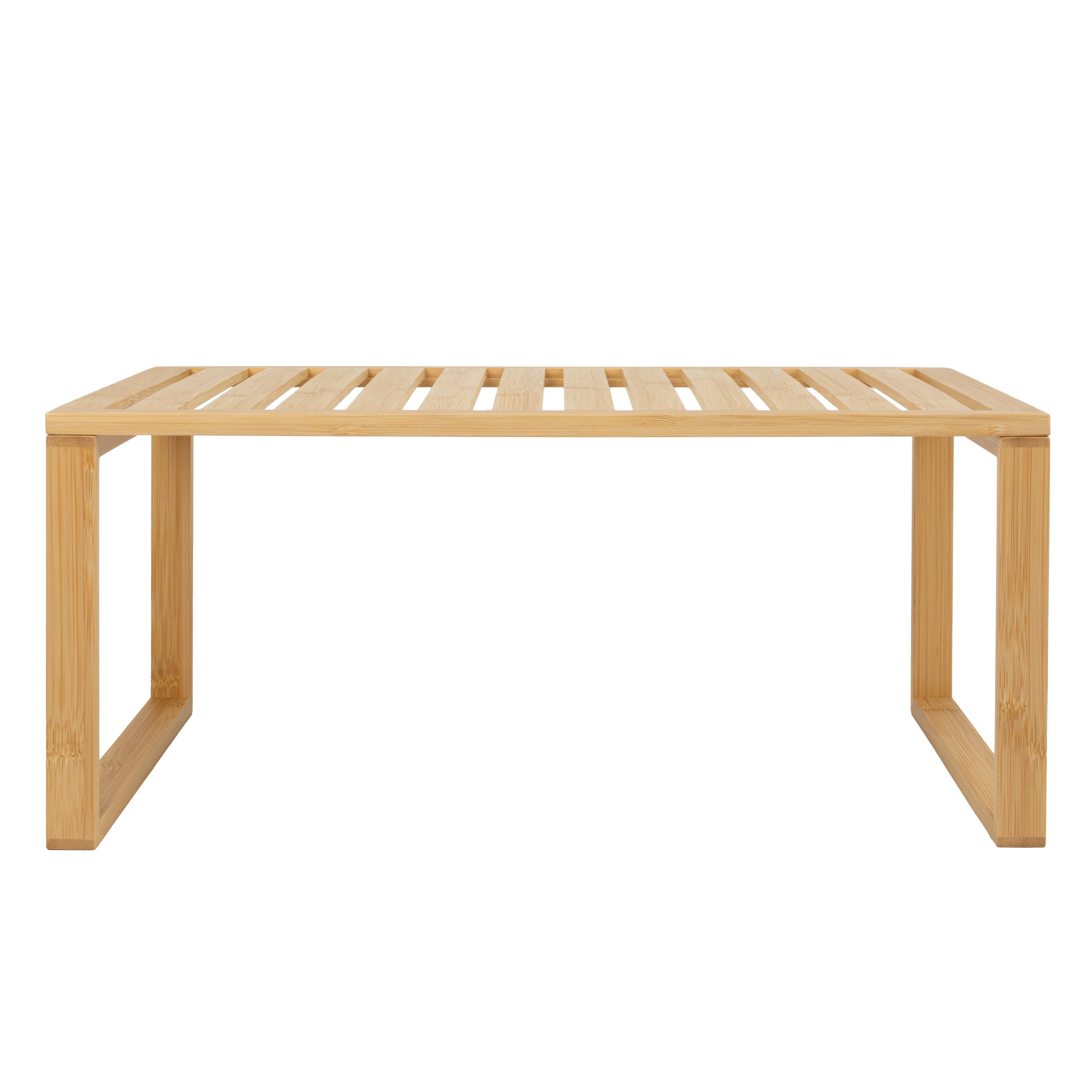 Velmora™ (2 pack) Bamboo Stackable Shelf, Natural Bamboo Color, Easy Assemble, 16 x 10 x 1.18in